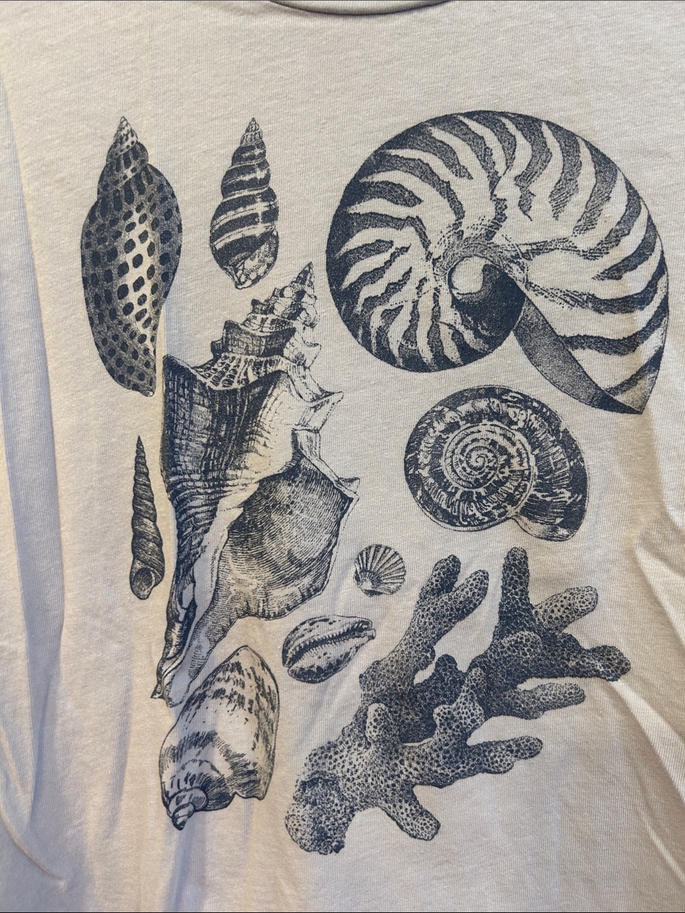 J. Crew White Tee with Navy Shell Print - Picture 2 of 4
